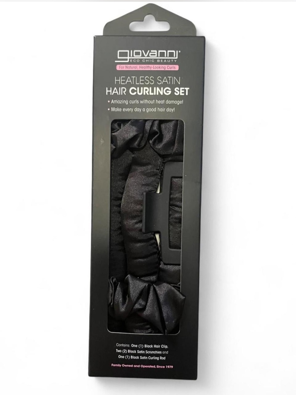 Giovanni Heatless Satin Hair Curling Set with clip and scrunchies